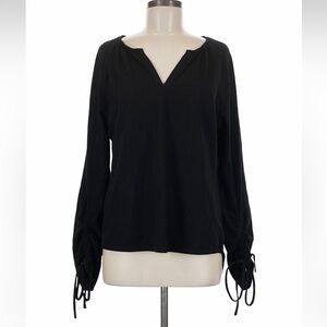 Lucky Brand Black Boho Tunic Tie Sleeves Summer Pullover Beach Breezy Size M